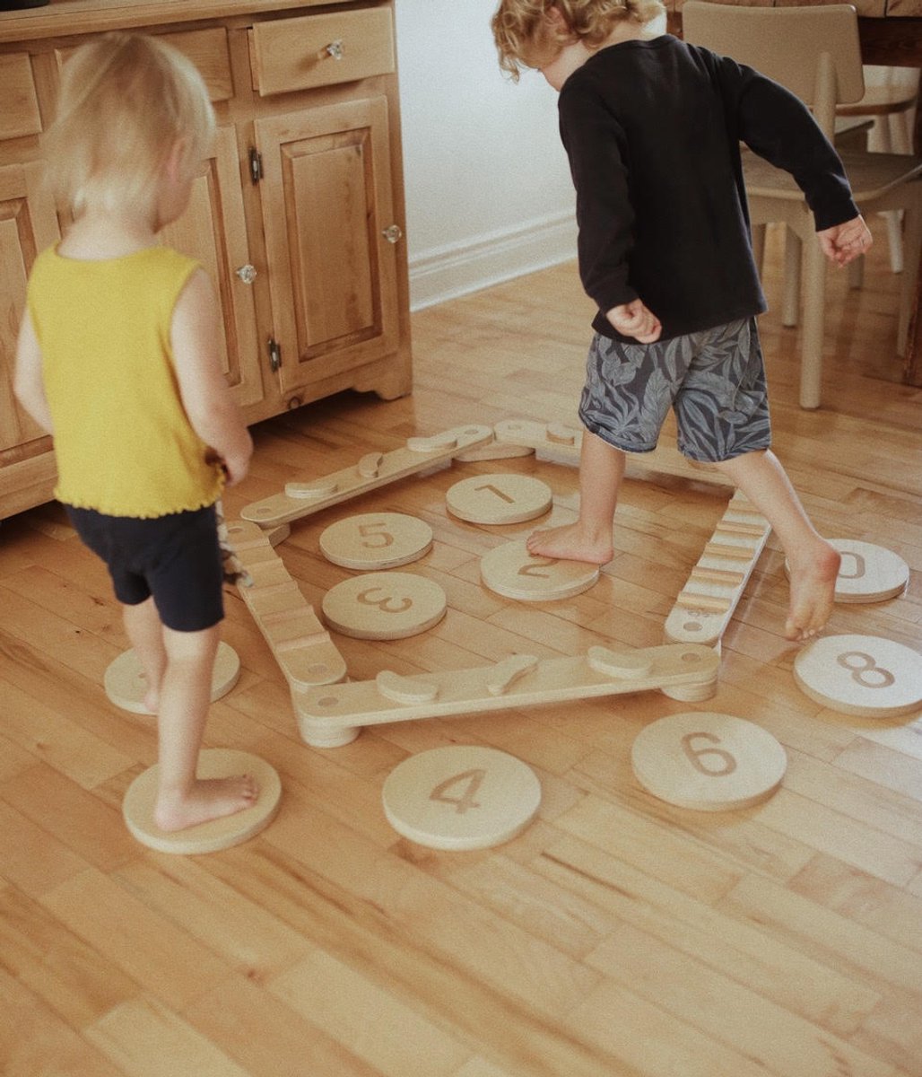 Kinderfeets balans speelgoed set met stepping stones hout.