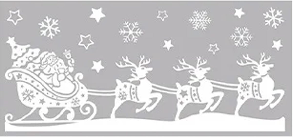 Anna's Collection Kerst raamstickers rendieren met slee - vel van 23 x 49 cm - raamdecoratie - raamversiering