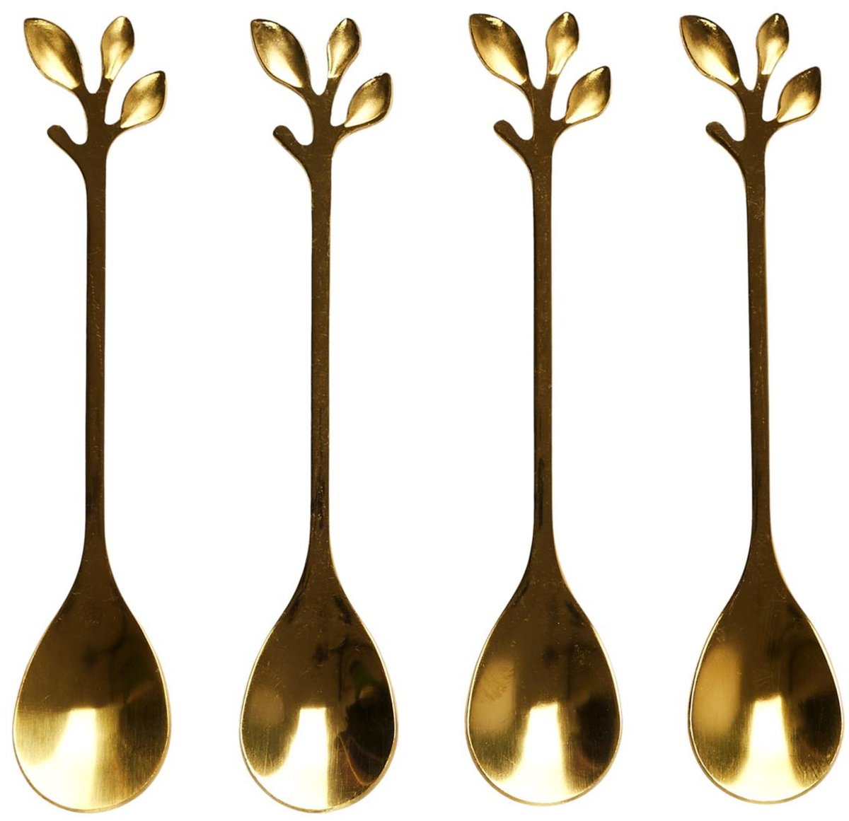Home Deco Factory Theelepels - 4x stuks - goud - met blad - H11 cm - bestek
