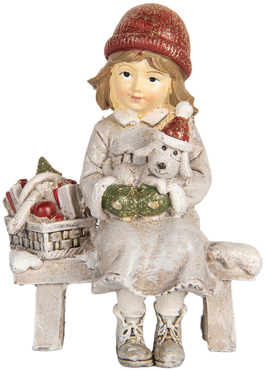 Decoratie Beeld Kind 7x5x10 cm Grijs Kunststof