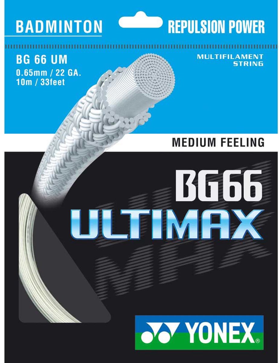 Yonex Bg 66 Ultimax 10 M Badminton Enkele Snaar Grijs 0.65 mm
