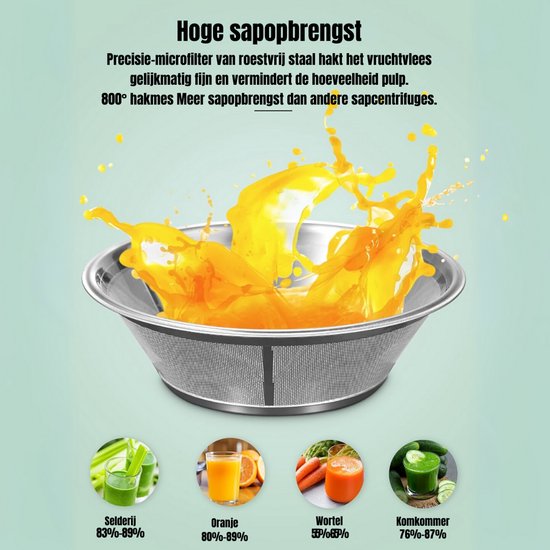 SCH® Sapcentrifuges groenten en fruit - Sapcentrifuges - Slowjuicer - Rood - ‎34cm x 31cm x 20cm van SCH® — afbeelding 4