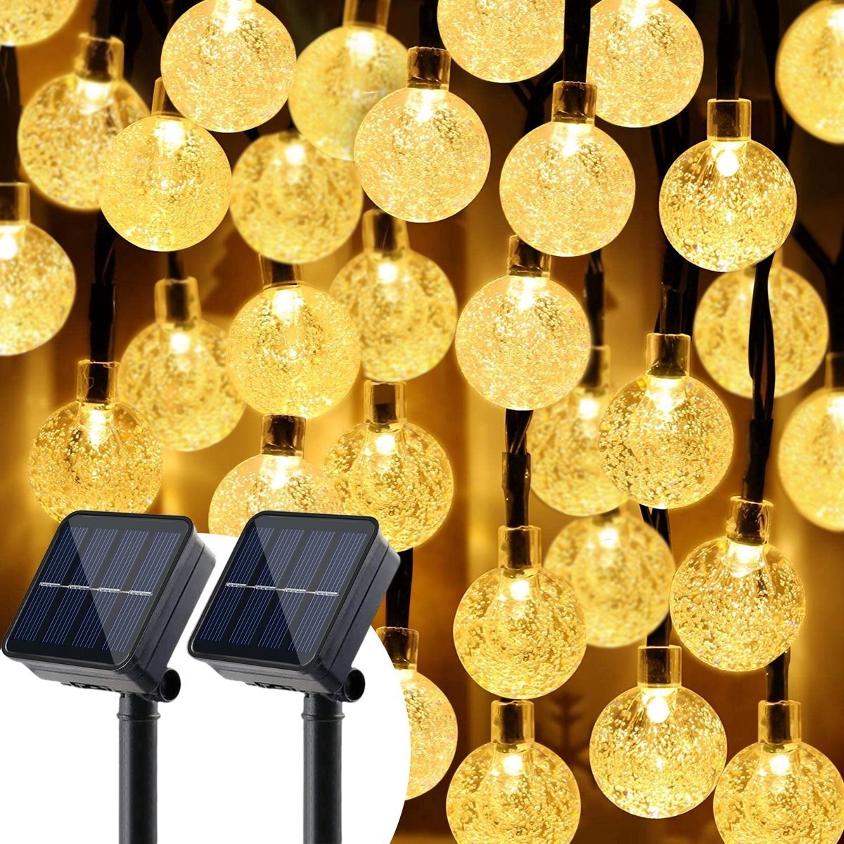 Lexorion Sfeer - Solar Lichtsnoer - Buitenverlichting - 2 Stuks - Solar Tuinverlichting - Warm Wit - 40 LED - (2 x 5 m) 10 meter - Buiten op Zonne Energie - Sfeerverlichting - IP65 Weerbestendig - Lichtslinger - LED Lampjes Slinger -