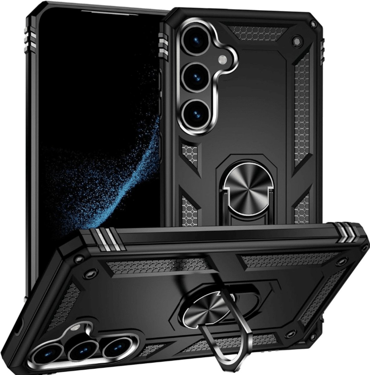 Cityhoesje - Armor Ring - Backcover - Geschikt voor Samsung A56 / A36 - Zwart
