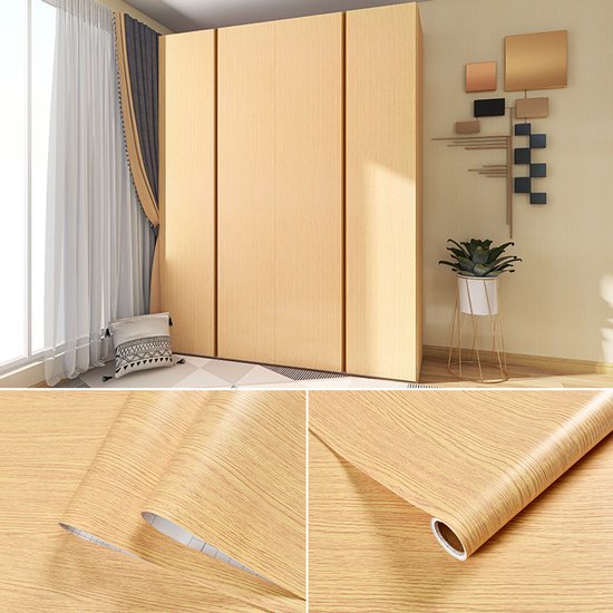 Livelynine Keuken Werkblad Bekleding Vinyl Zelfklevend Hout Effect Sticky Back Plastic Bruin Meubeldekking Bureau Top Splashback