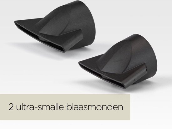 Twee zwarte, ultra-smalle blaasmonden voor een BaByliss föhn.