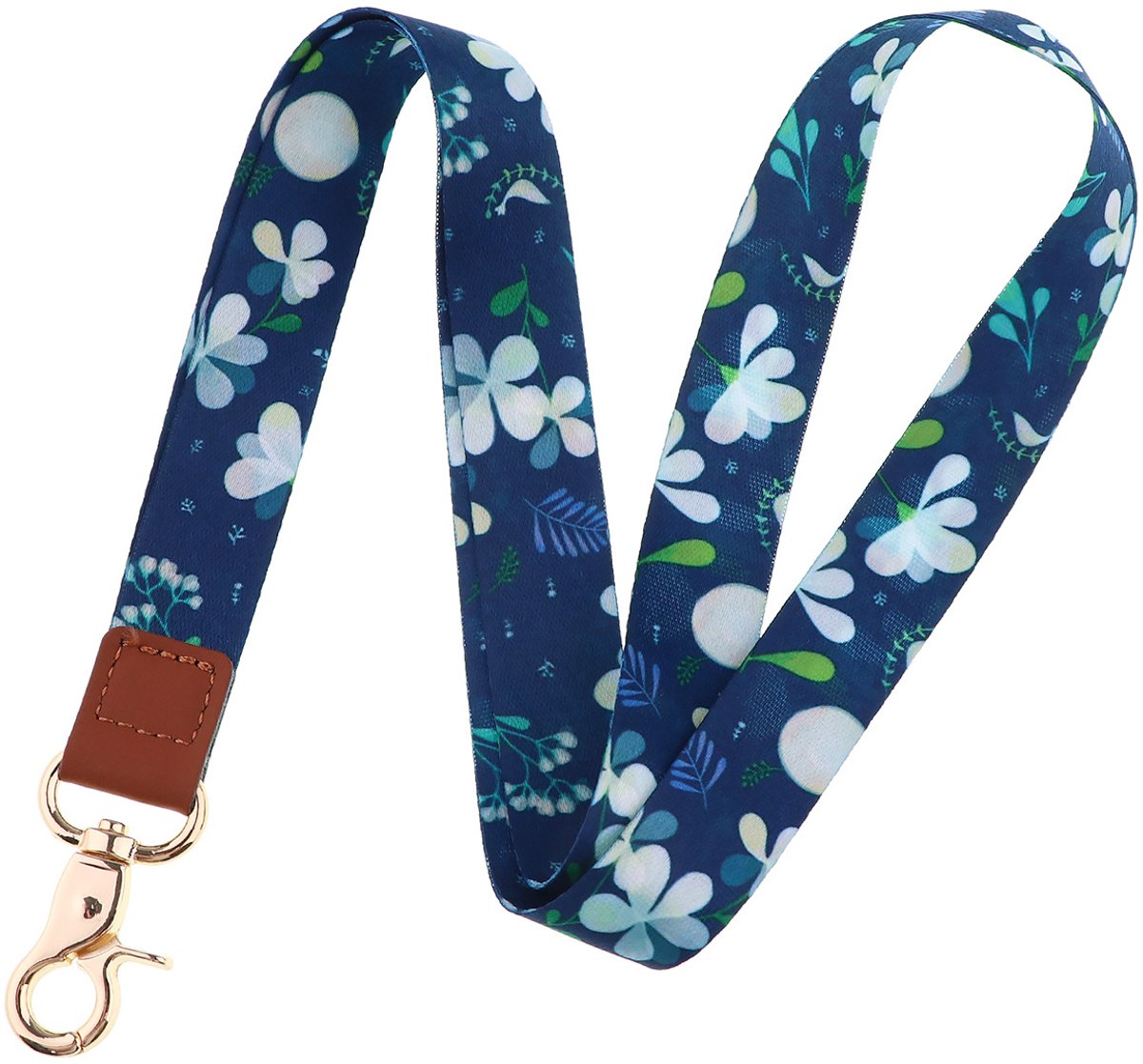 Keycords - sleutelhanger – sleutelkoord - Sleutels - Pashouder – Badgehouder - Lengte 48 cm - blue flowers - LOUZIR