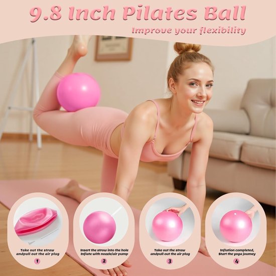 13 Stuks Pilates uitrustingset voor dames - Yoga & Fitness Set - Pilates-trainingsset voor thuis - thuisgymset - Oefenbanden - Weerstand Band - oefenbal - yogaset voor beginners met pilatesring, 24 cm yogabal, 5 weerstandsbanden, magische cirkel van Merkloos — afbeelding 2