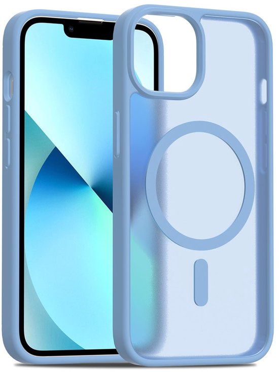 Solidenz Hoesje - Geschikt voor iPhone 14 / 13 - FrostMag Backcover geschikt voor MagSafe - Sierra Blauw