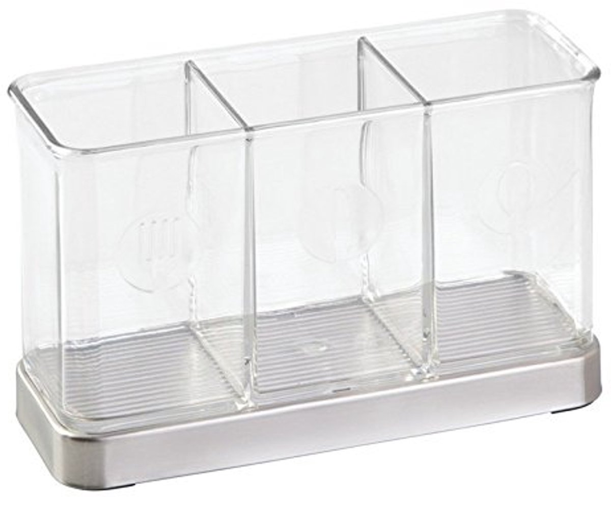 Bestekorganizer RVS met 3 Compartimenten - Multikleur - 19 x 7 x 12.5 cm - 2 Stuks