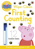 Peppa Pig Wipe-Clean Eerste Tellen oefenboek met 12 bijen en een stift.