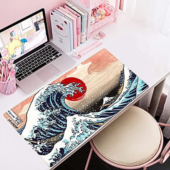 Grote Gaming Muismat met Aquarel Design - 80 x 40 cm - Stik rand en Antislip Onderzijde — afbeelding 2