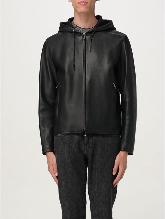 Hooded Leather Jacket - Black | bol