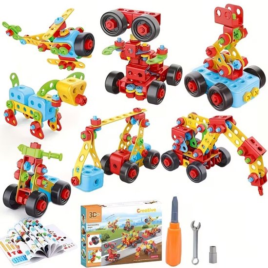 K&R Ventures® Bouwset voor Kinderen – 287 delige Schroefbouwblokken met Schroevendraaiers – Educatief STEM Speelgoed voor Jongens & Meisjes – Creatieve Ontwerpset – Cadeau voor Kerst & Verjaardag