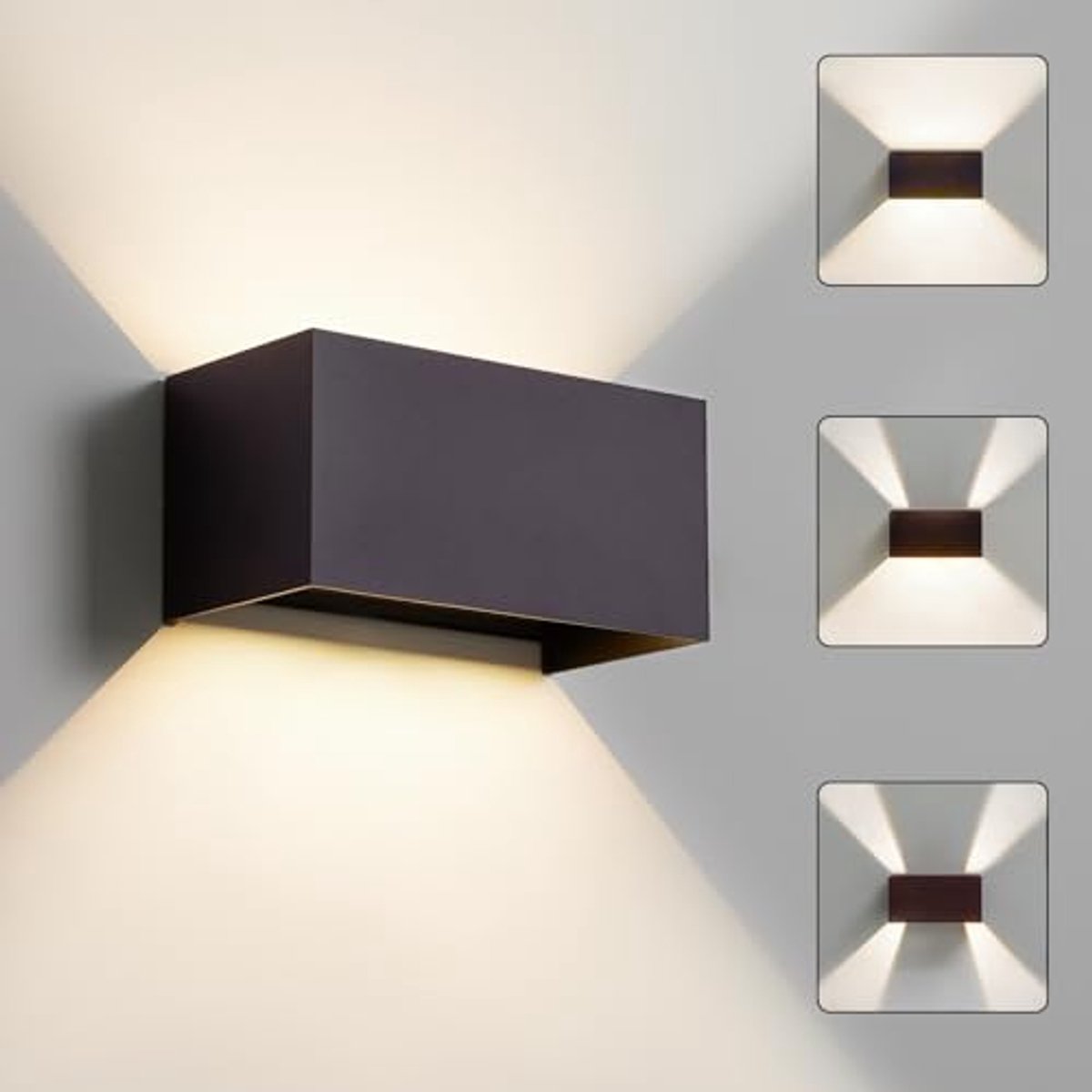 Led-wandlamp voor binnen en buiten - Antraciet, IP65, 4000K - Up Down buitenverlichting voor terras en balkon