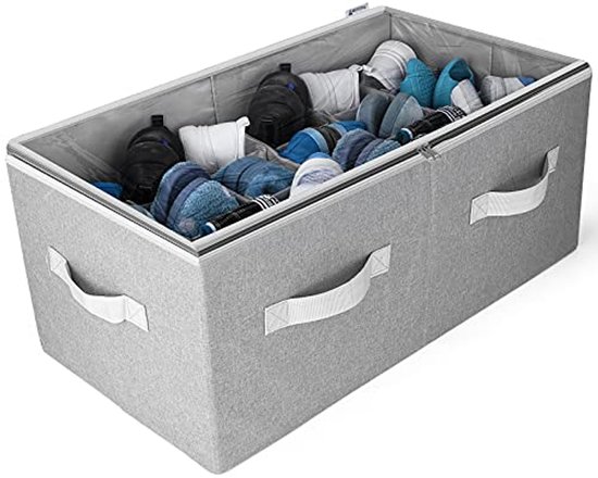 Azyvum Schoenorganizer voor kast, past voor 16 paar, grote, transparante opvouwbare schoenendozen/vloersteun, ruimtebesparend, versterkte handgrepen