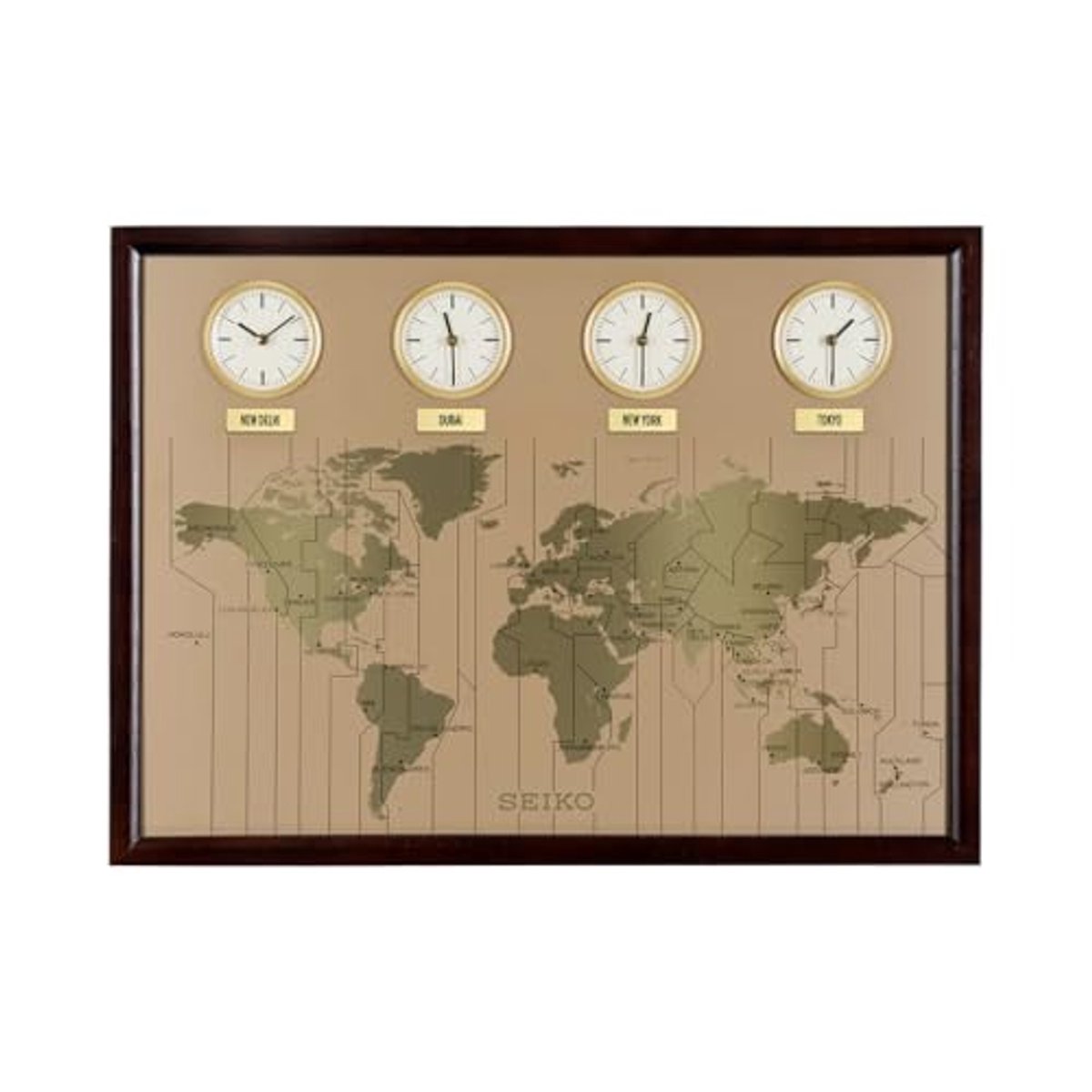 Houten wandklok 44,3 x 60 x 5,5 cm in bruin