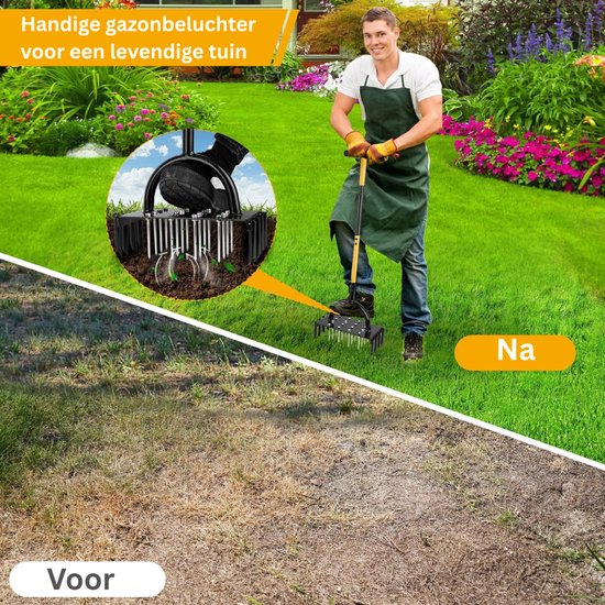 DailySupplies® Prikrol - Gazonbeluchter - Gras Beluchten - Gazon Beluchter - Zwart en Geel van DailySupplies® — afbeelding 4