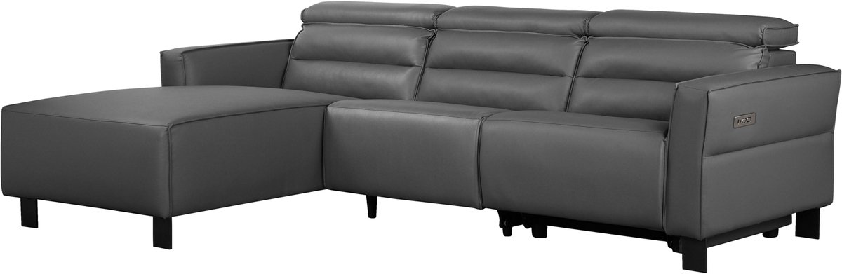 Notio Living Carpari-Hoekbank - 1 Elec. Relax - Grijs PU