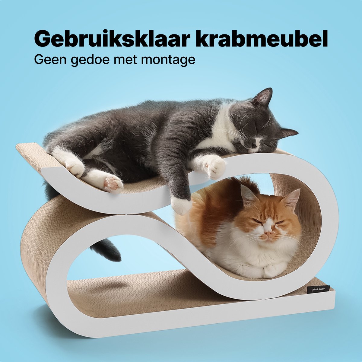 Jake and Jacky Krabkarton voor Katten 2 in 1 Model - Krabpaal Karton - Krabplank - Krabmand - Krabmeubel - Kartonnen Krabmat - Kattenmand - Kattenbed - 60x24x34cm – foto 3