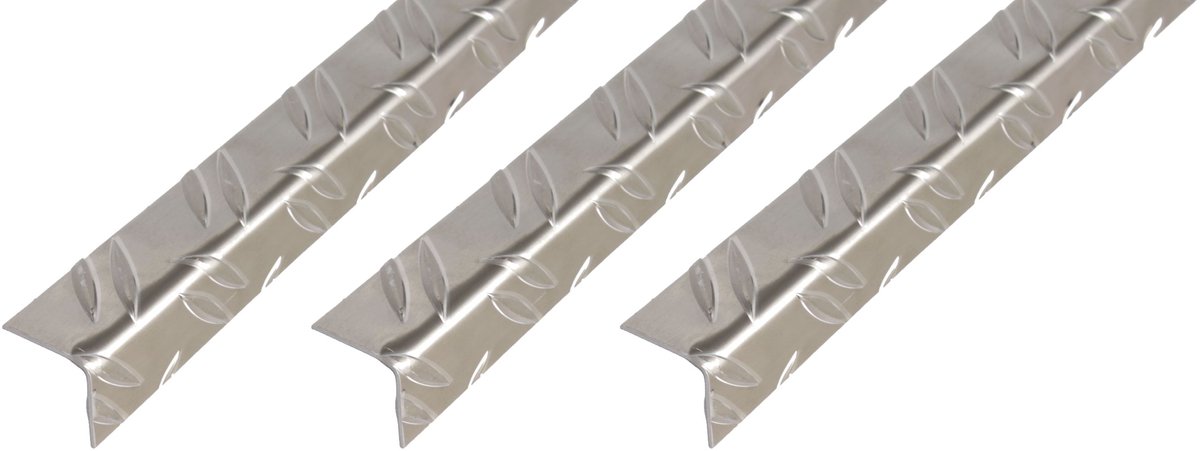 Alberts 3 x hoekprofiel, geriffelt, Aluminium, blank, 35,5 x 35,5 x 1,5 mm, lengte 1 m