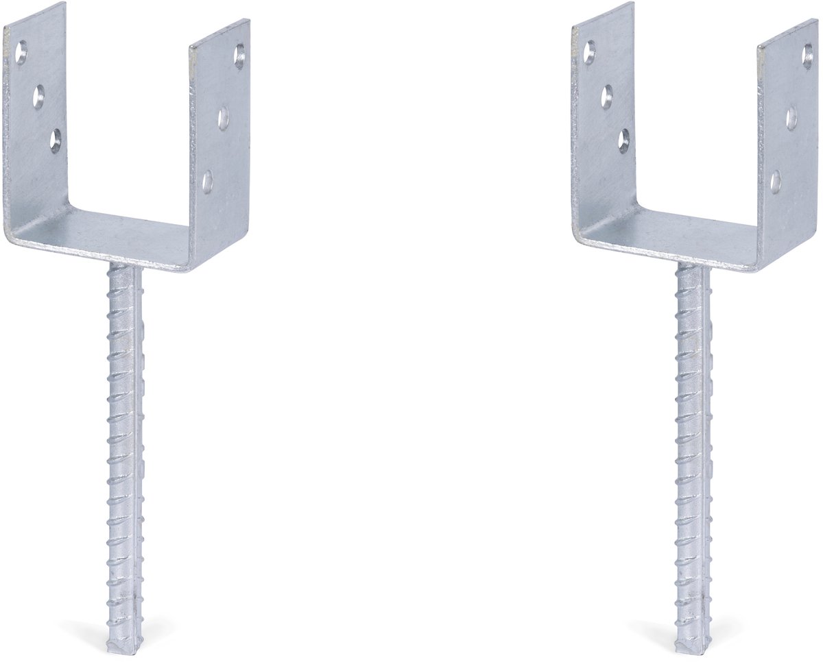 Alberts 2 x U-paaldrager mit Riffelstahl-betonanker, 91x104 mm, betonanker 200 mm, thermisch verzinkt, voor inbetonneren
