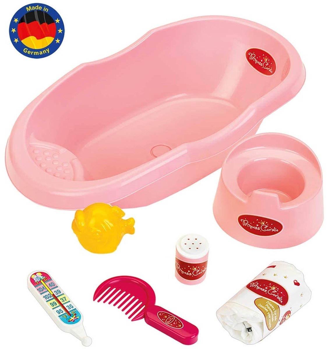 Klein Toys Princess Baby Coralie poppenverzorging - poppenbadje 41cm - incl accessoires - met potje - roze — afbeelding 12