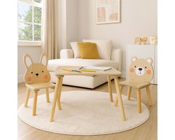 Maxx Kidz Kindertafel met 2 Stoeltjes - Speeltafel voor Kinderen - Ideaal als Tekentafel - Peuter Stoeltje met Tafel - Kindermeubels van Hout