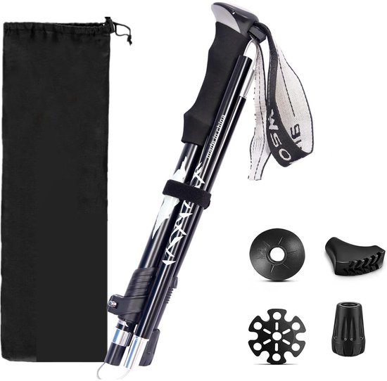 Foto: Vitdipy walking stokken wandelstokken opvouwbaar trekkingstokken verstelbaar wandelstokken anti shock hiking 36 130 cm zwart