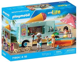 foto van PLAYMOBIL | Vakantie op het Strand | IJstruck met Surfwinkel | Speelgoed voor kinderen vanaf 4 jaar | Cadeau voor kinderen | Stimuleert creativiteit & rollenspel | Strandavontuur met Figuren & Voertuig | 71904