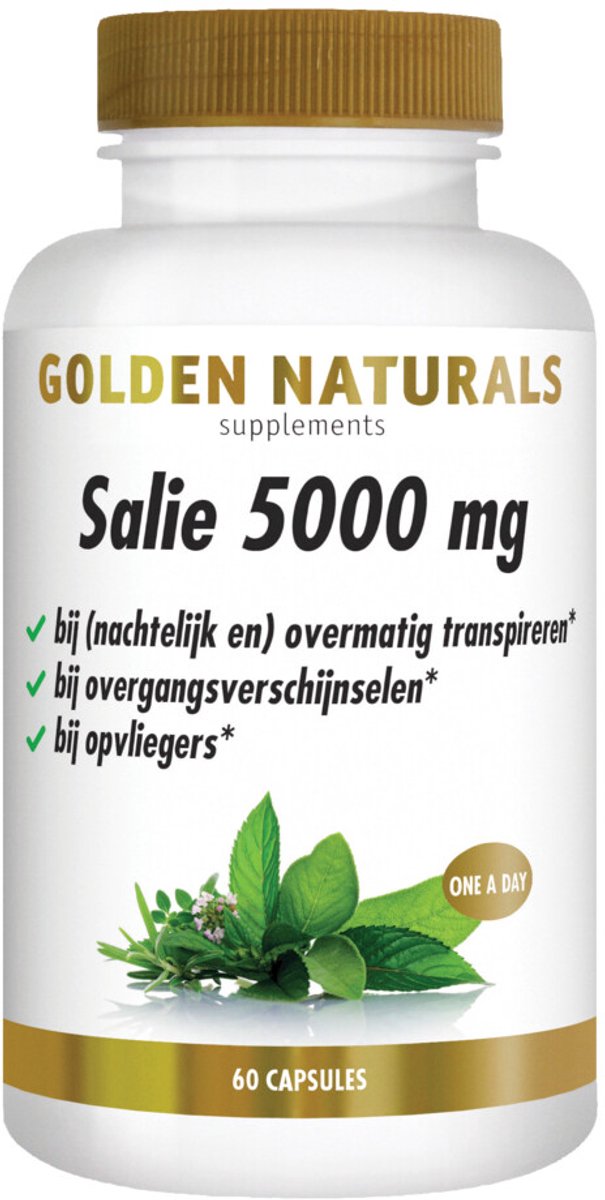 Golden Naturals - Salie 5000mg - 2 x 60 vegacapsules - Voordeelverpakking