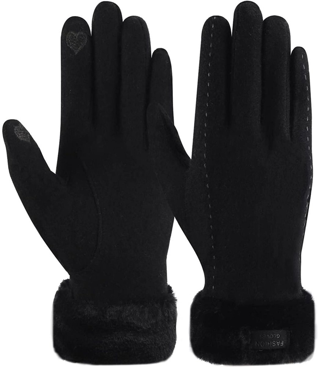 Handschuhe-Damen-Winter-Touchscreen-Mit-Samt-Warme-Dick-Wolle-Zwart