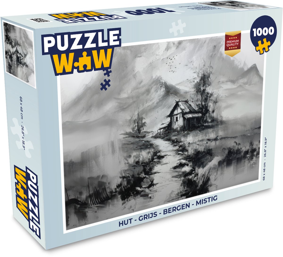 Puzzel Hut - Grijs - Bergen - Mistig - Legpuzzel - Puzzel 1000 stukjes volwassenen