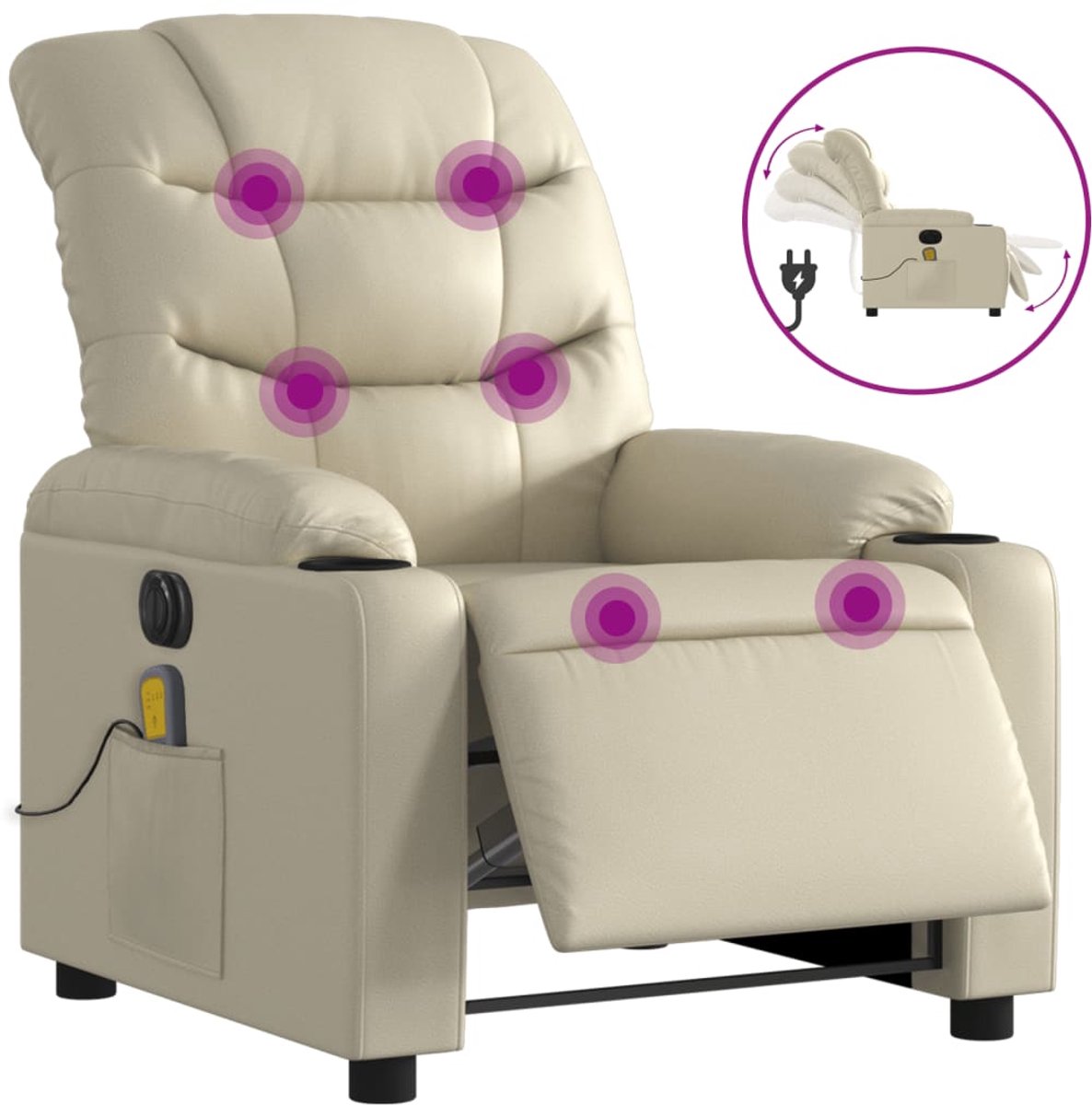 vidaXL Massagestoel - verstelbaar - elektrisch - kunstleer - crèmekleurig