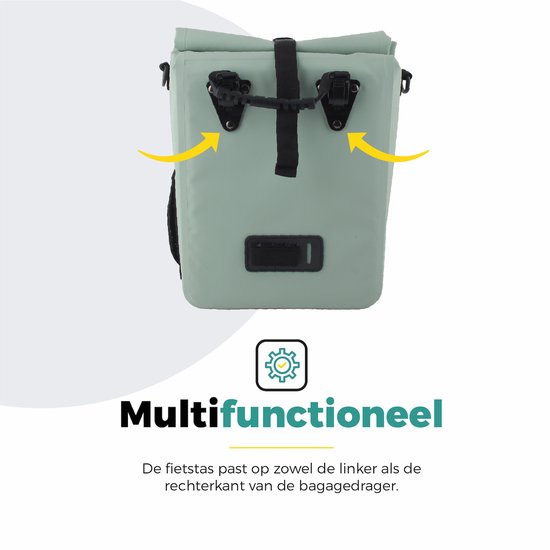 Voltano Fietstas 16L - Mint Groen - Enkele Pakaftas - 100% Waterdicht - Met Schouderband van Voltano — afbeelding 4