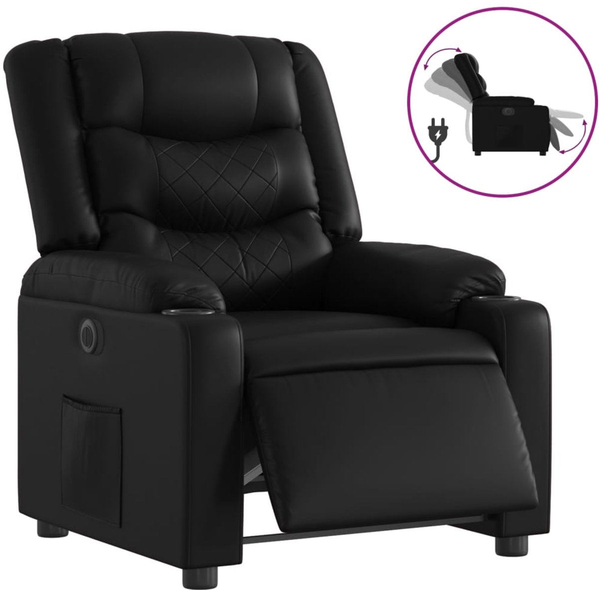 vidaXL Fauteuil - elektrisch - verstelbaar - kunstleer - zwart