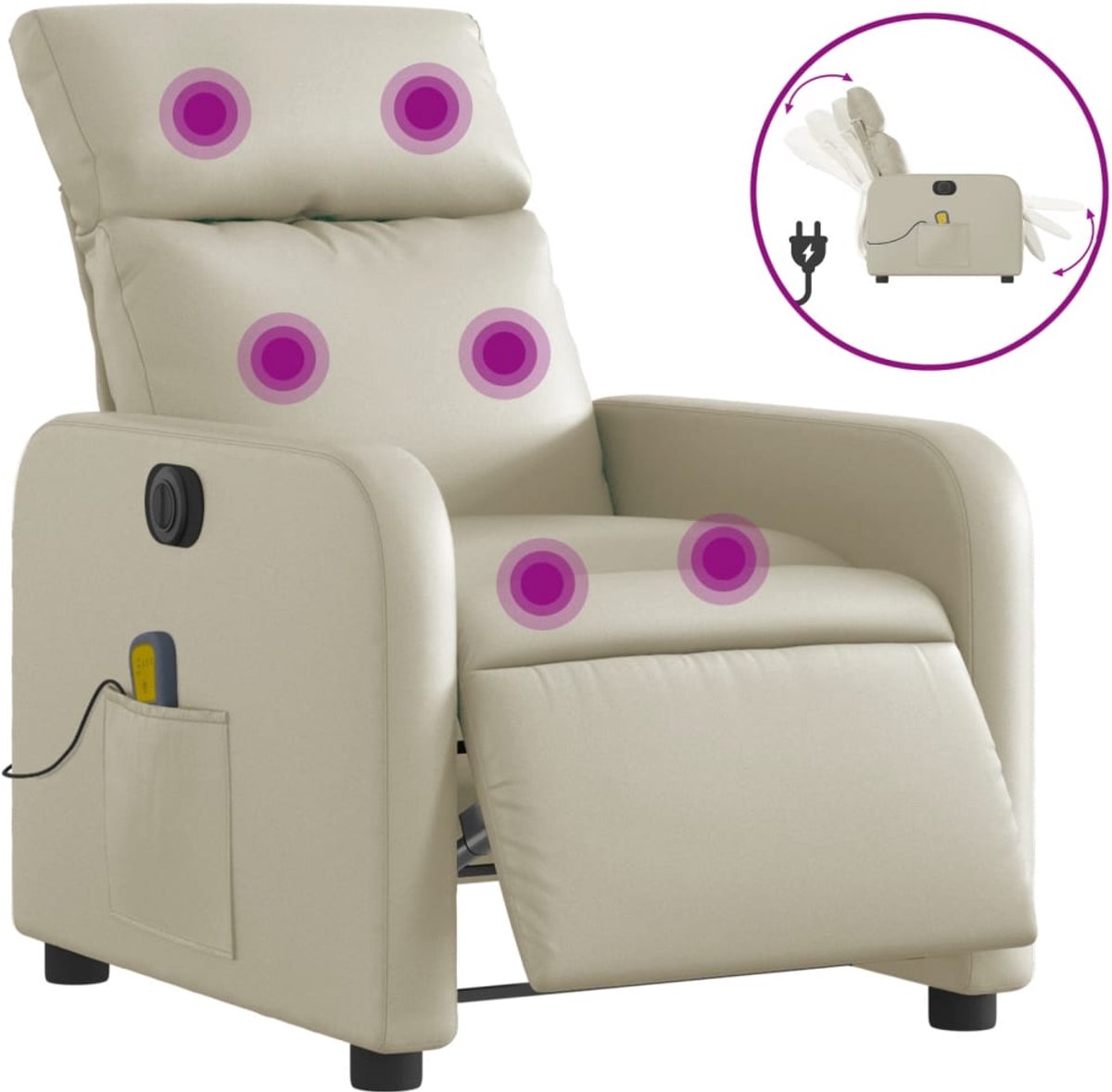 vidaXL Massagestoel - verstelbaar - elektrisch - kunstleer - crèmekleurig