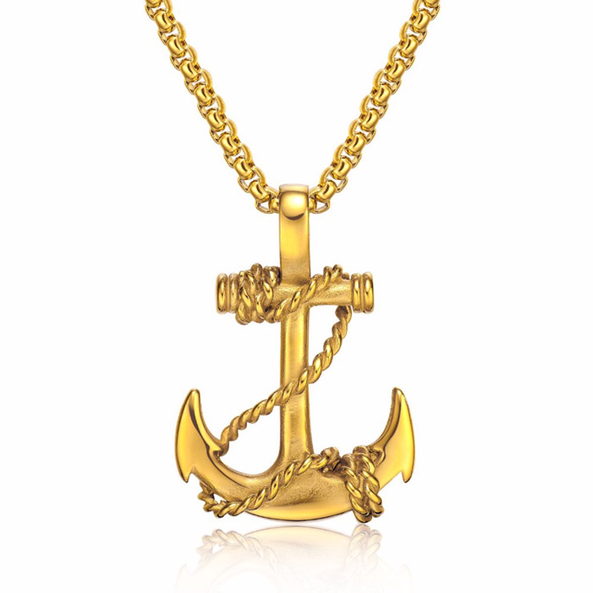 Goudkleurige anker kettinghanger van Mendes Jewelry