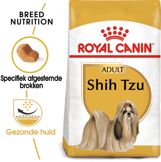Royal Canin Shih Tzu Adult voerzak met afbeelding van een Shih Tzu.