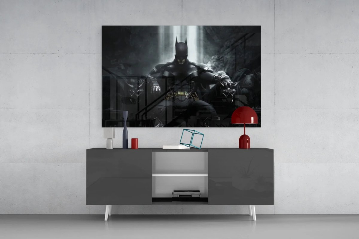 Glasschilderij - Batman - Moderne Wanddecoratie - Woonkamer - Slaapkamer - 90x60 cm
