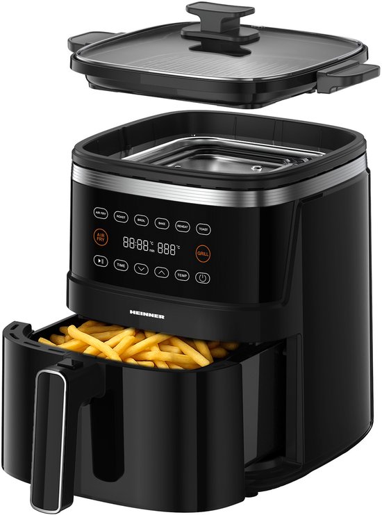 Heinner Airfryer 5L 2600W Zwart met Grillpan - Heinner - €49,99