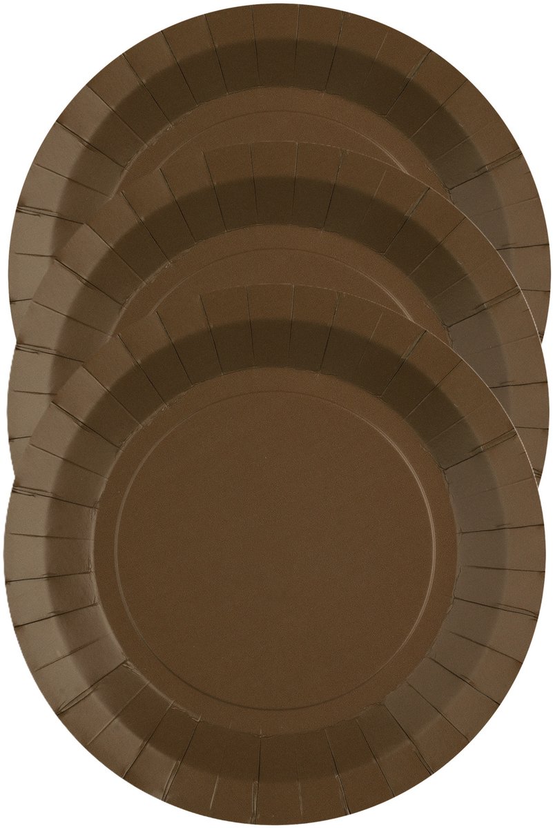 Santex Bordjes karton - 10x - rond - bruin - 22 cm - feestbordjes