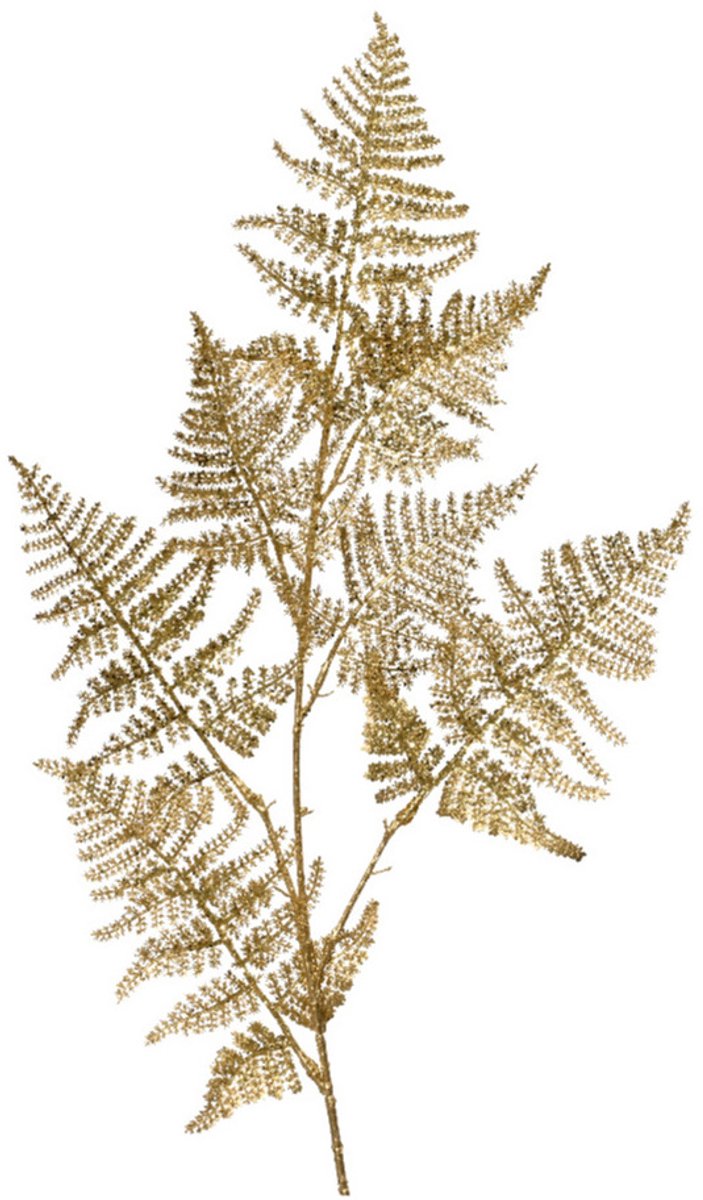 Decoris Kunstplant tak varen - goud - 87 x 36 cm - kunststof - metallic glans - decoratie takken en twijgen Goudkleurig