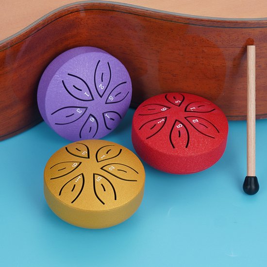 Handpan - Klankschaal - Mini Handpan - Muziek Instrument - Kinder Handpan - 6-toons - Paars — afbeelding 3
