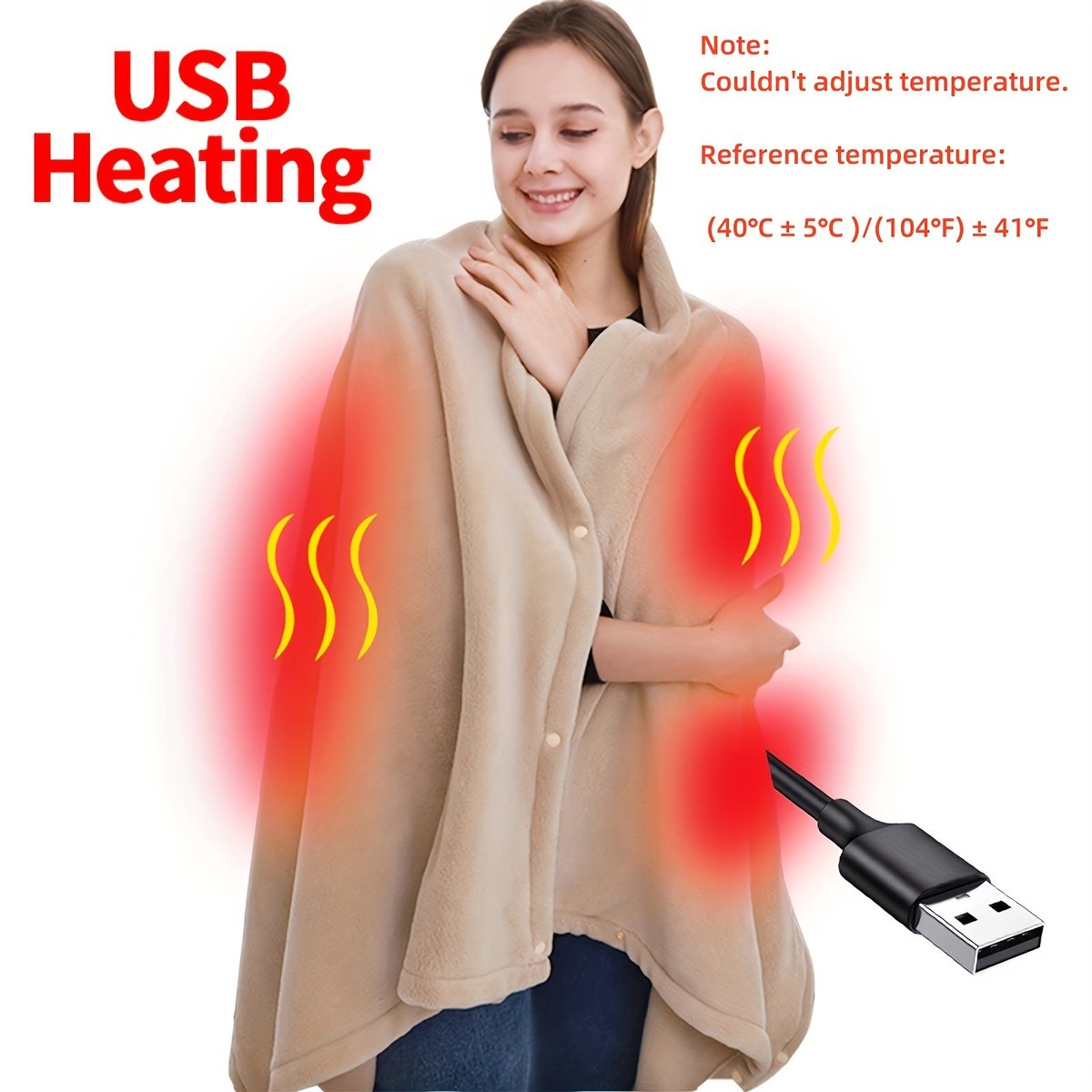 elektrische deken - heated blanket - Elektrische dekbeddeken met USB-warmtebedekking, draagbare deken, verwarmende deken voor kantoor, buiten, kamperen, reizen,