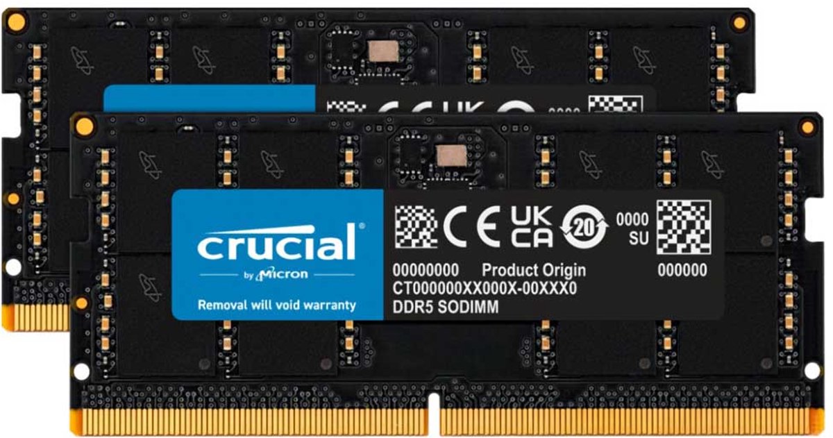 Crucial CT2K48G56C46S5 - Laptopgeheugen - DDR5 - 96GB - 2x 48GB - SODIMM - 5600MHz