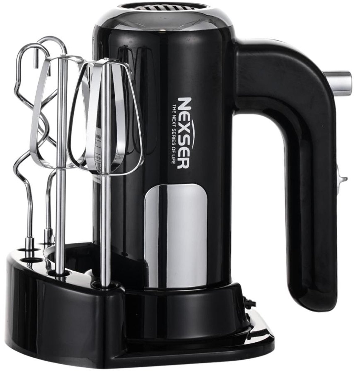 3-in-1 Hand Mixer - 200W – 5 Snelheden – RVS Behuizing – Inclusief Basis – Turbofunctie voor Bakken en Mixen