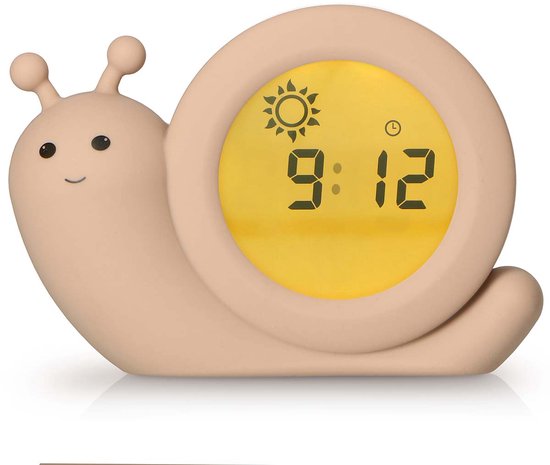 Alecto Baby BC110BE SIMON - Slaaptrainer, nachtlampje en wekker, slak, taupe