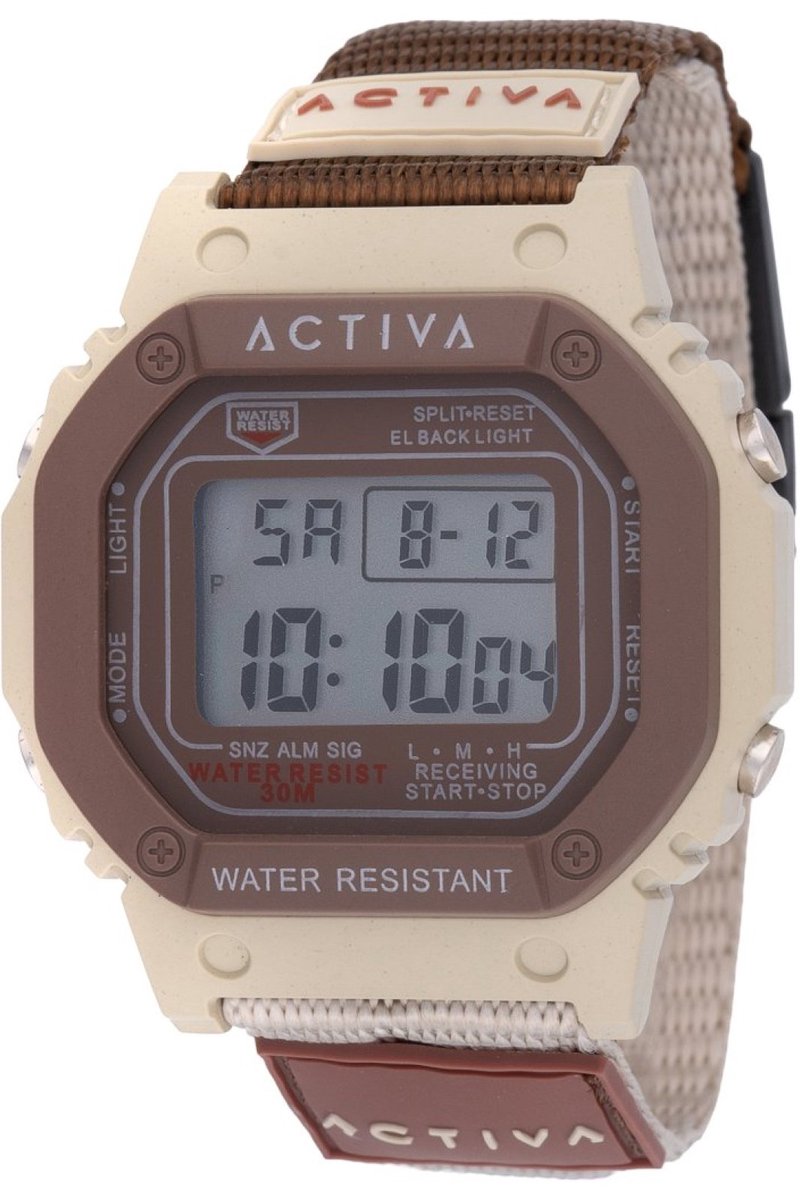 Activa x Invicta Digital ACWF009 Heren Horloge - Waterdicht - Digitaal - Quartz Uurwerk - Plastic met bruine Wijzerplaat - 44mm