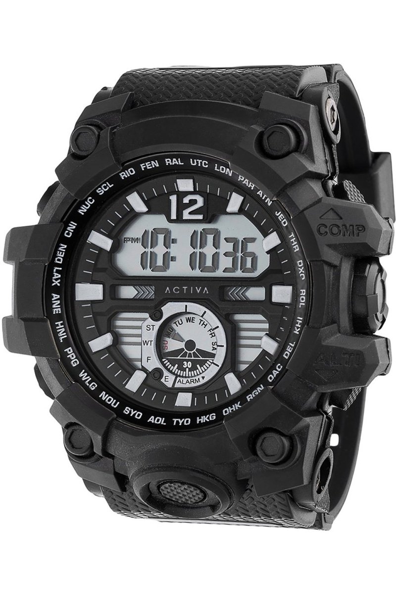 Activa x Invicta Digital ACW432-005 Heren Horloge - Waterdicht - Digtaal - Quartz Uurwerk - Plastic met zwarte Wijzerplaat - 52mm